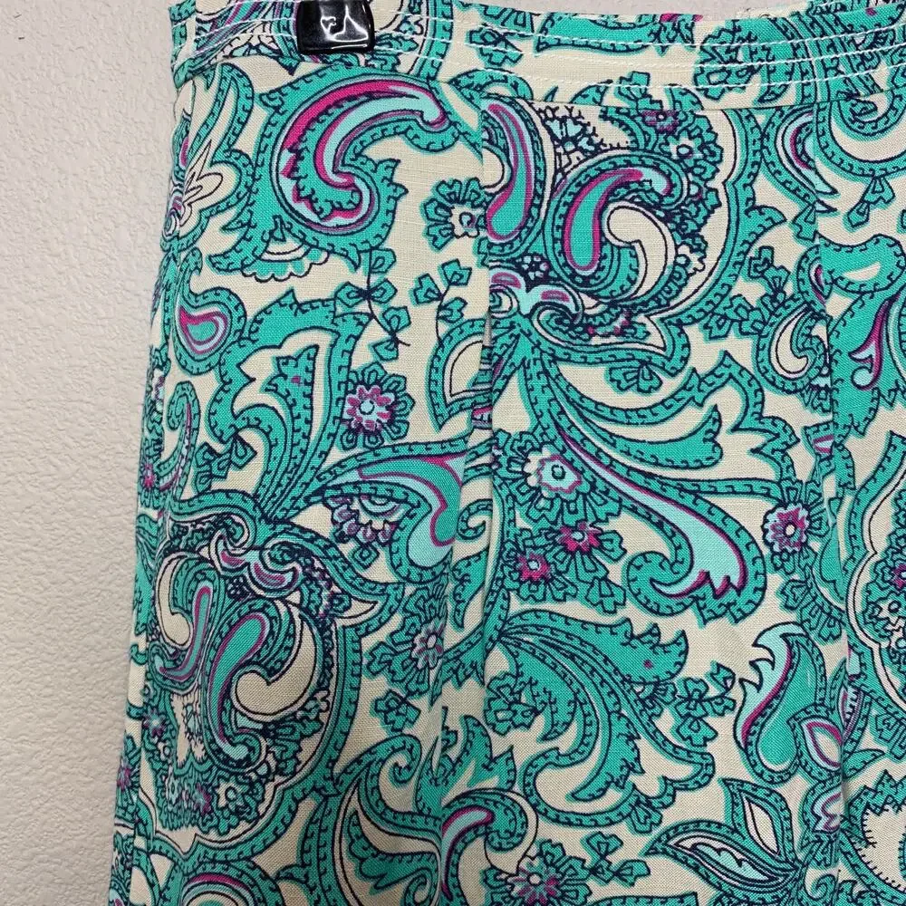Loft Floral Paisley Print Linen‎ Blend Skirt Size 4 - Picture 5 of 8